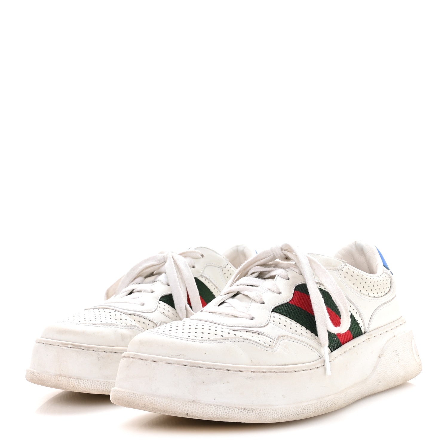 Gucci Calfskin Crocodile Web Ace Sneakers White Beige & GG Monogram