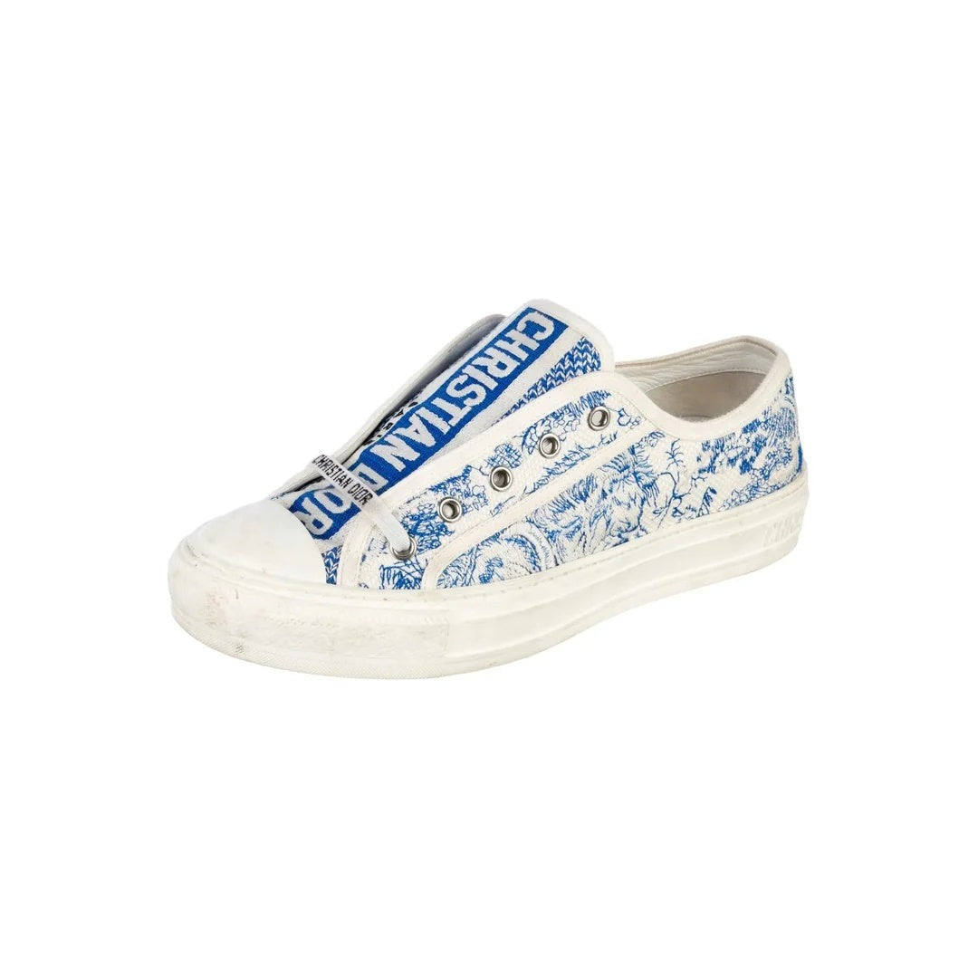 CHRISTIAN DIOR WALK'N'DIOR MACRO HOUNDSTOOTH SNEAKERS BLUE & WHITE TOILE