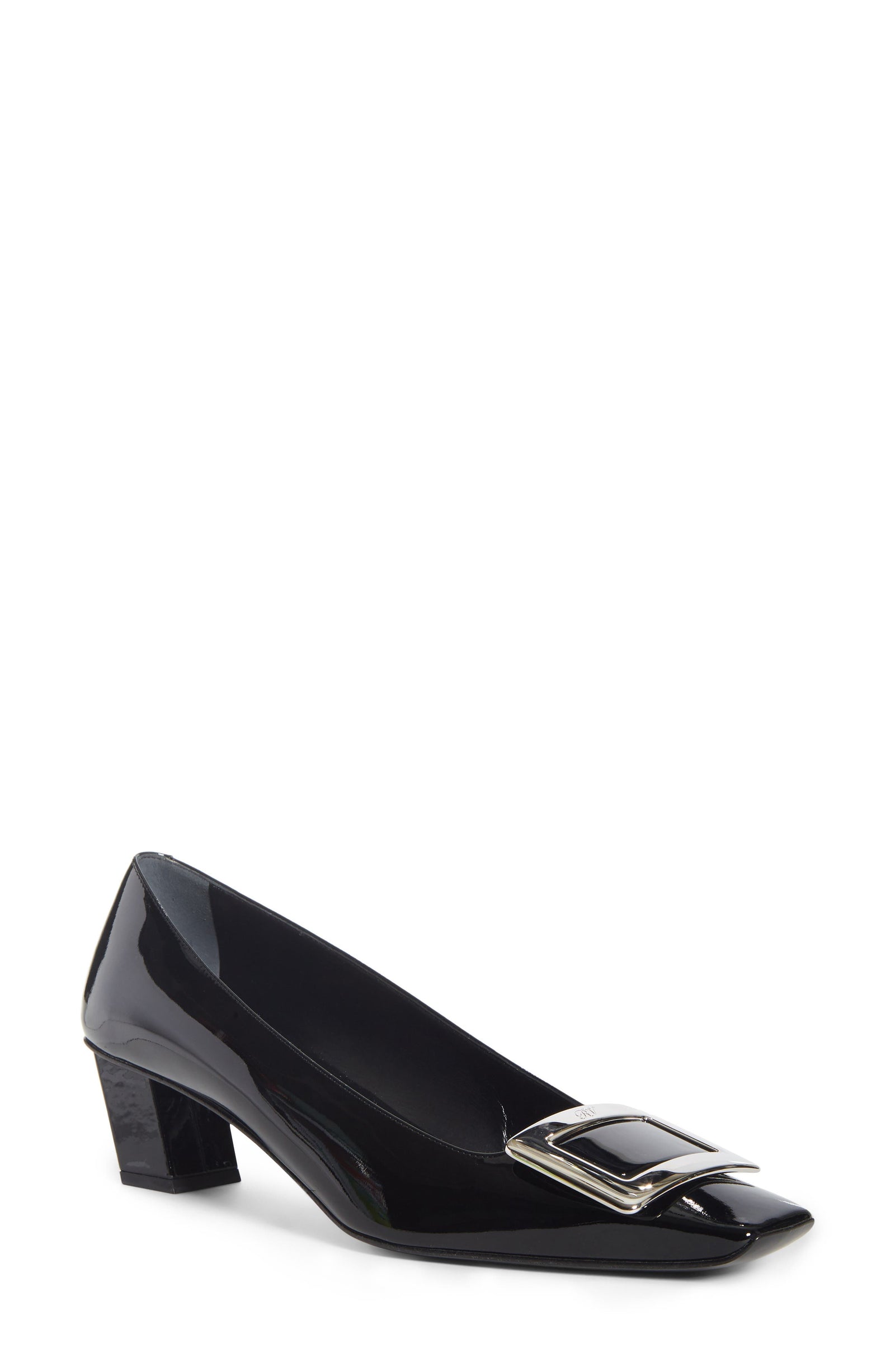 Roger Vivier Belle Vivier patent pump with silver buckle