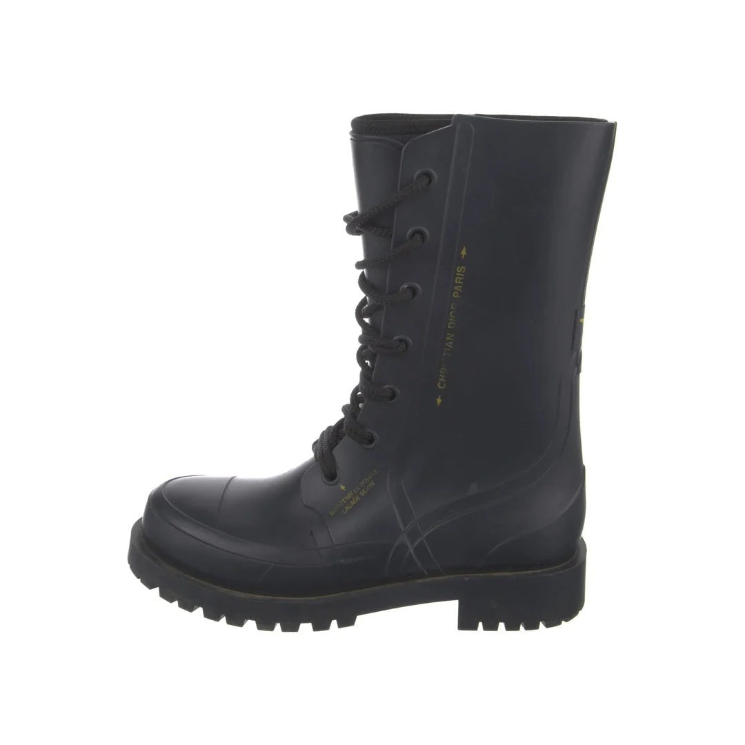 CHRISTIAN DIOR WIND BOOTS RUBBER EMBOSSED BLACK