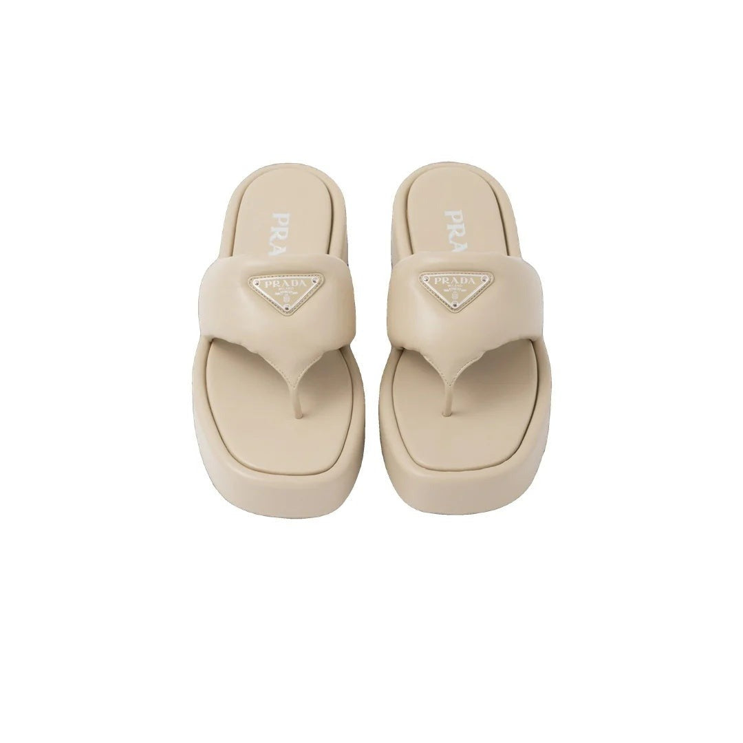 PRADA WEDGE SANDALS BEIGE
