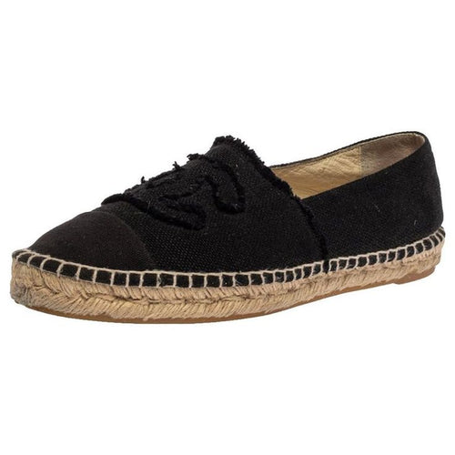 Chanel CC Logo Espadrille Flat Black Canvas