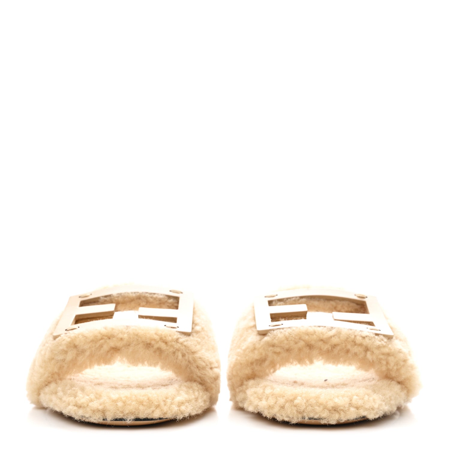 Fendi Baguette Shearling Slide in Beige Naturale - detail