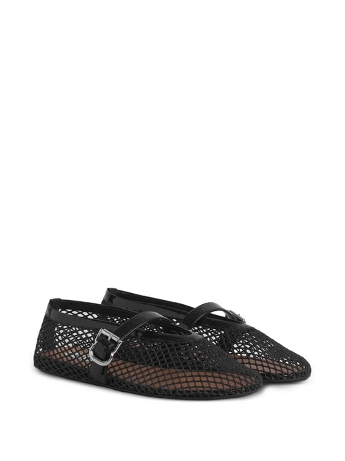 Alaïa Fishnet Mesh Ballet Flat Beige
