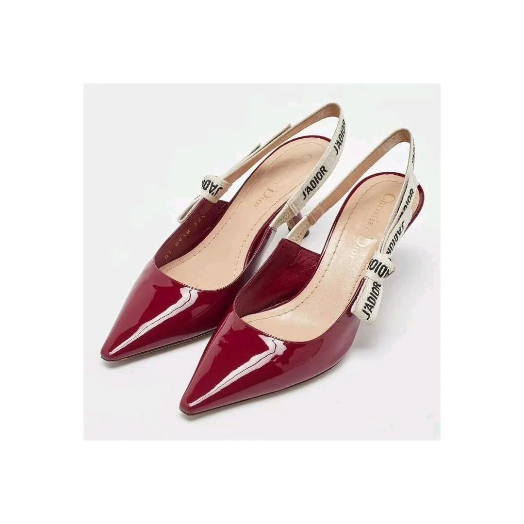 CHRISTIAN DIOR PATENT RIBBON J'ADIOR SLINGBACK 100MM PUMP BURGUNDY