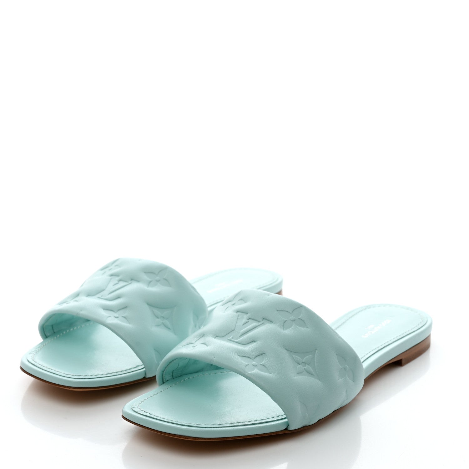 Louis Vuitton Revival Flat Mule Vert d'Eau Lambskin - detail