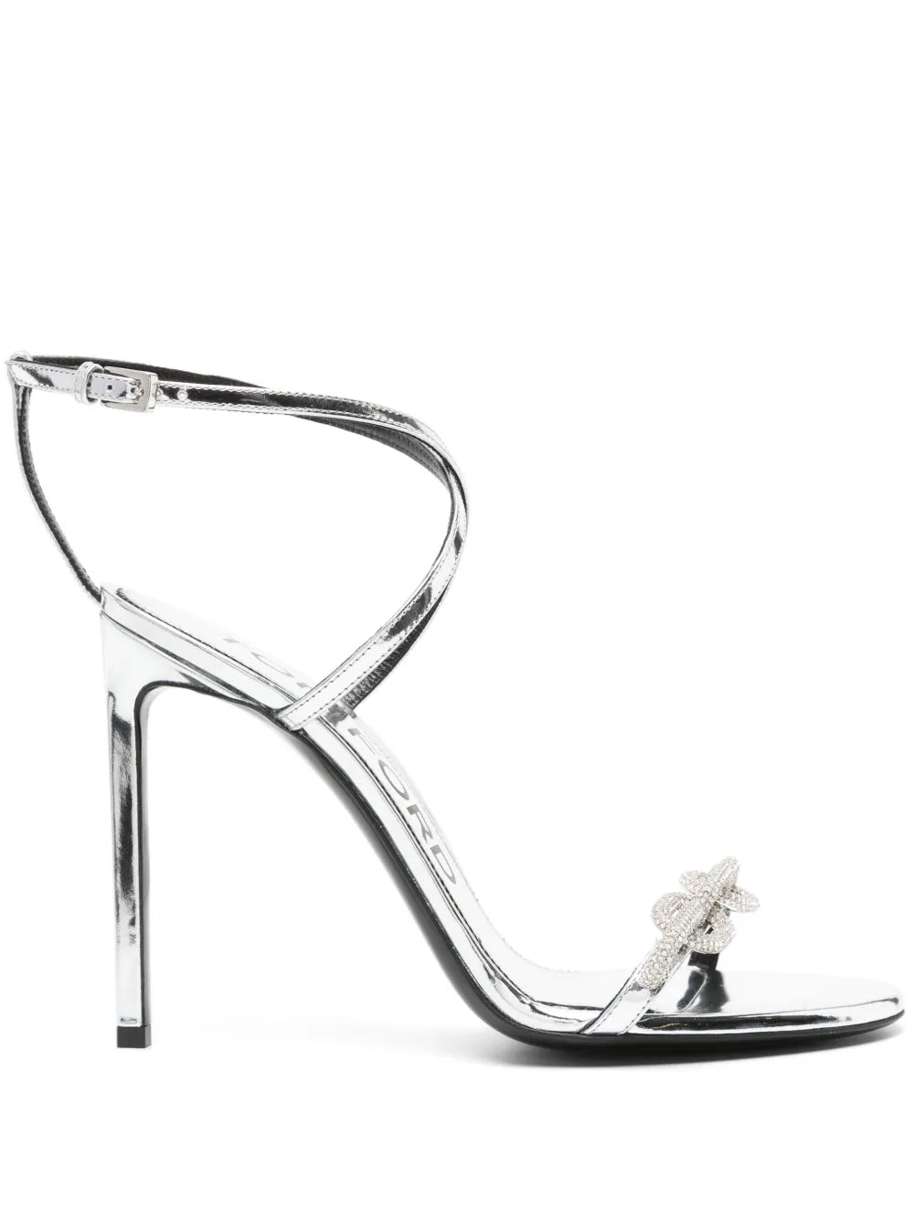 Tom Ford T-Bar Crystal Heeled Sandal Black