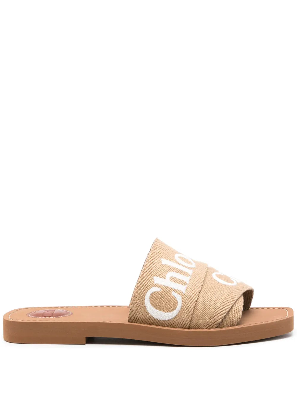 Chloé Woody Flat Mule Tan Canvas