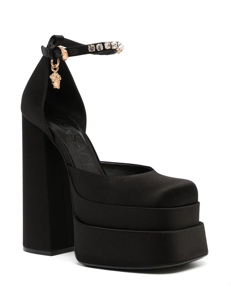 Versace Medusa Aevitas Platform Pump Black Satin