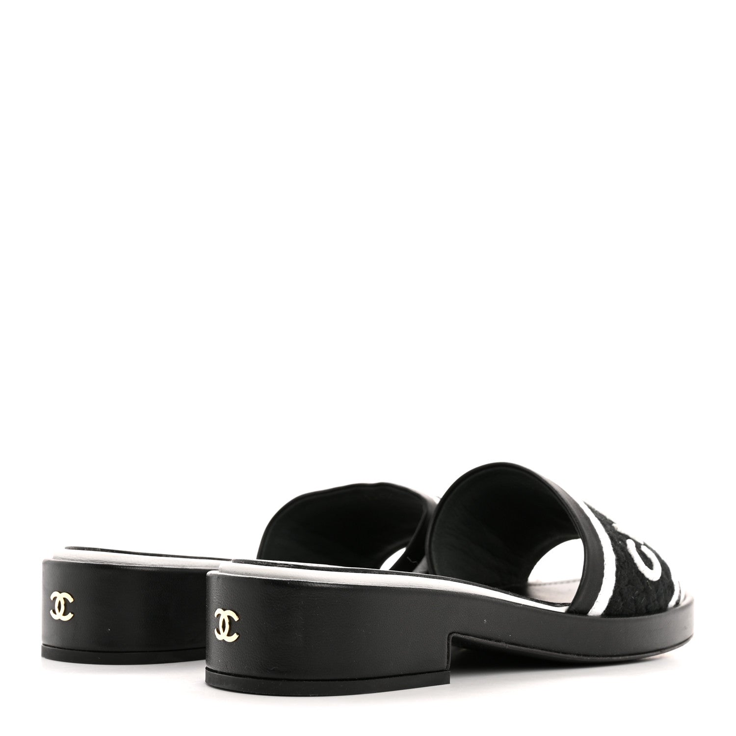 CHRISTIAN DIOR CANVAS EMBROIDERED DWAY MULE SLIDE SANDAL BLACK & WHITE
