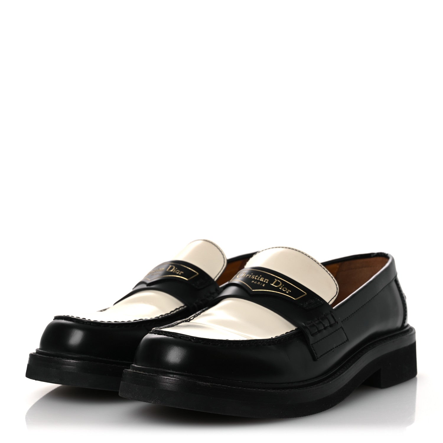 CHRISTIAN DIOR BRUSHED CALFSKIN BOY LOAFER BLACK WHITE