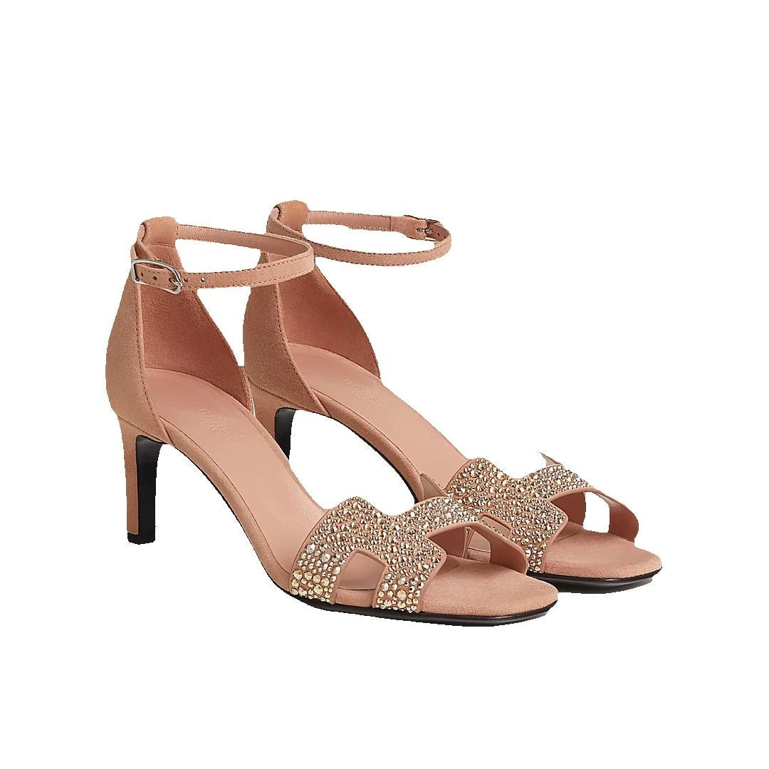 HERMÈS JOY SANDAL NUDE & BEIGE WITH CRYSTALS
