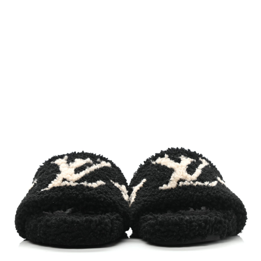 Louis Vuitton Shearling Bom Dia Flat Mule in Black