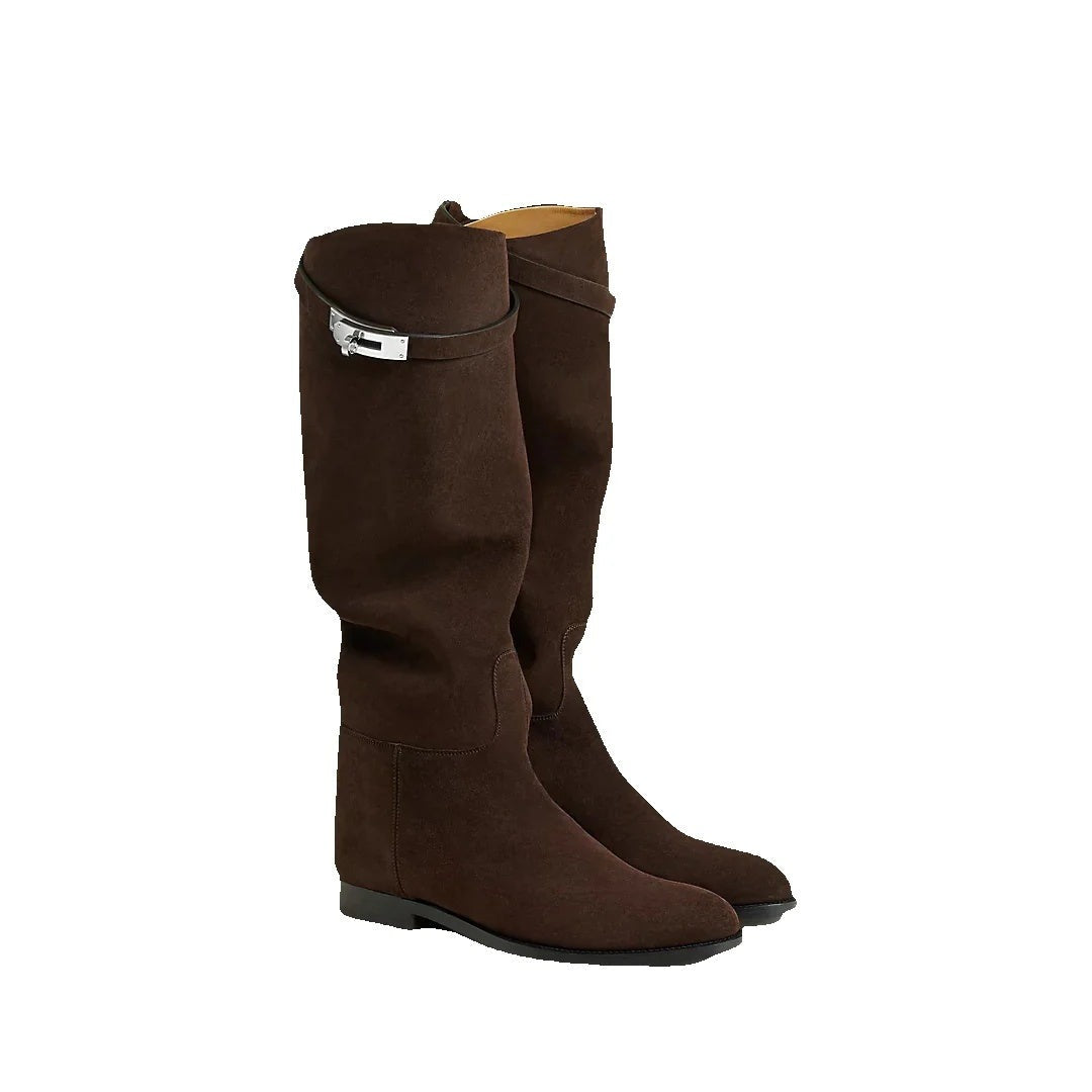 HERMÈS JUMPING SUPPLE BOOT BEIGE BROWN SUEDE