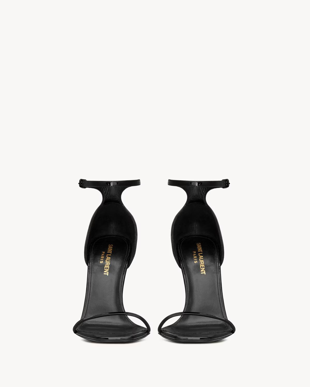 YSL Opyum Sandals in Patent Leather Black Emblem