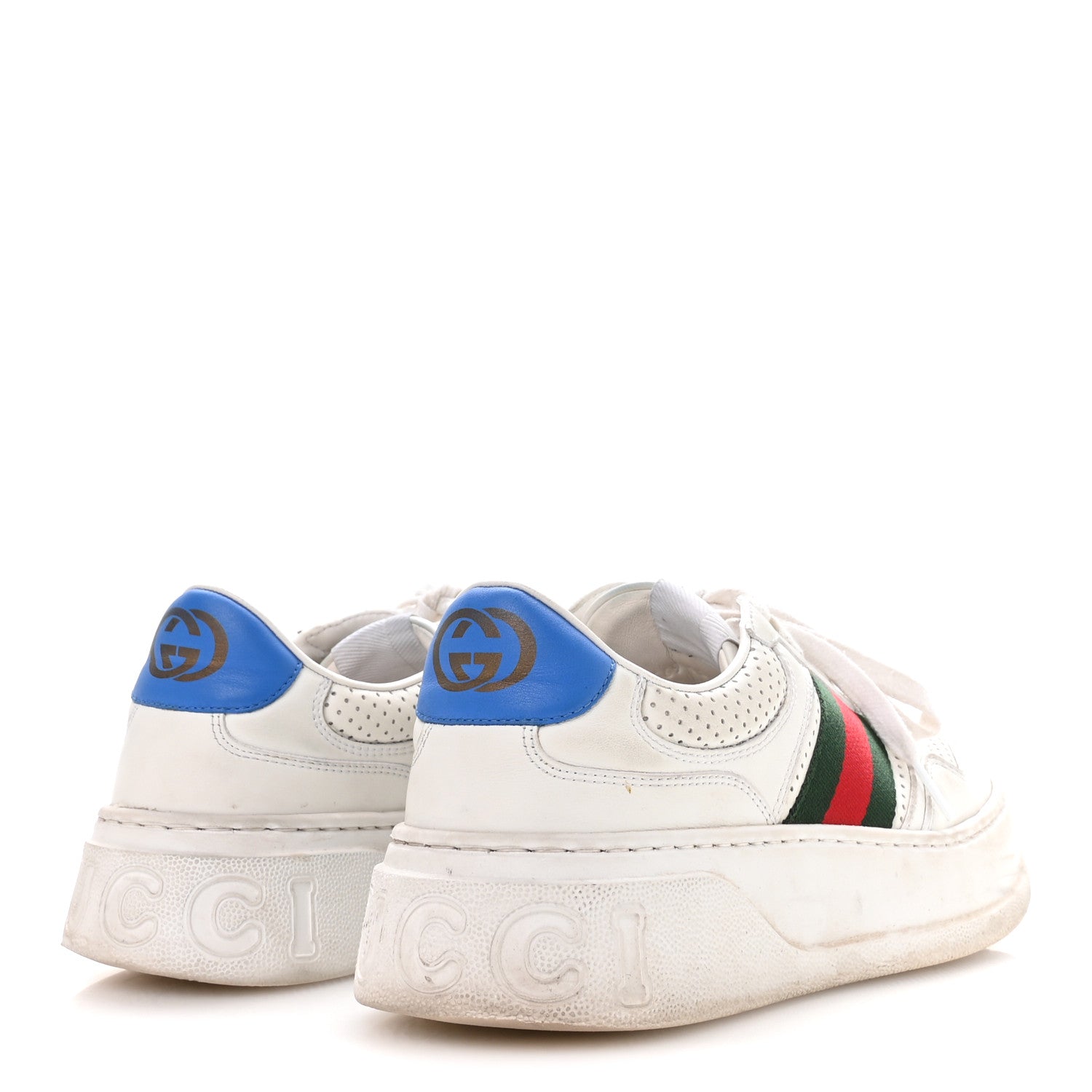 Gucci Calfskin Crocodile Web Ace Sneakers White Beige & GG Monogram