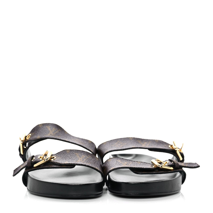 Louis Vuitton Bom Dia Flat Mule in Black Patent Monogram