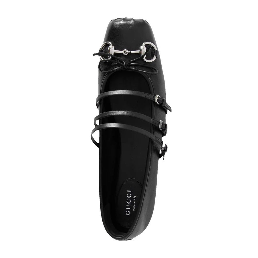 Gucci Horsebit Leather Ballet Flats Black