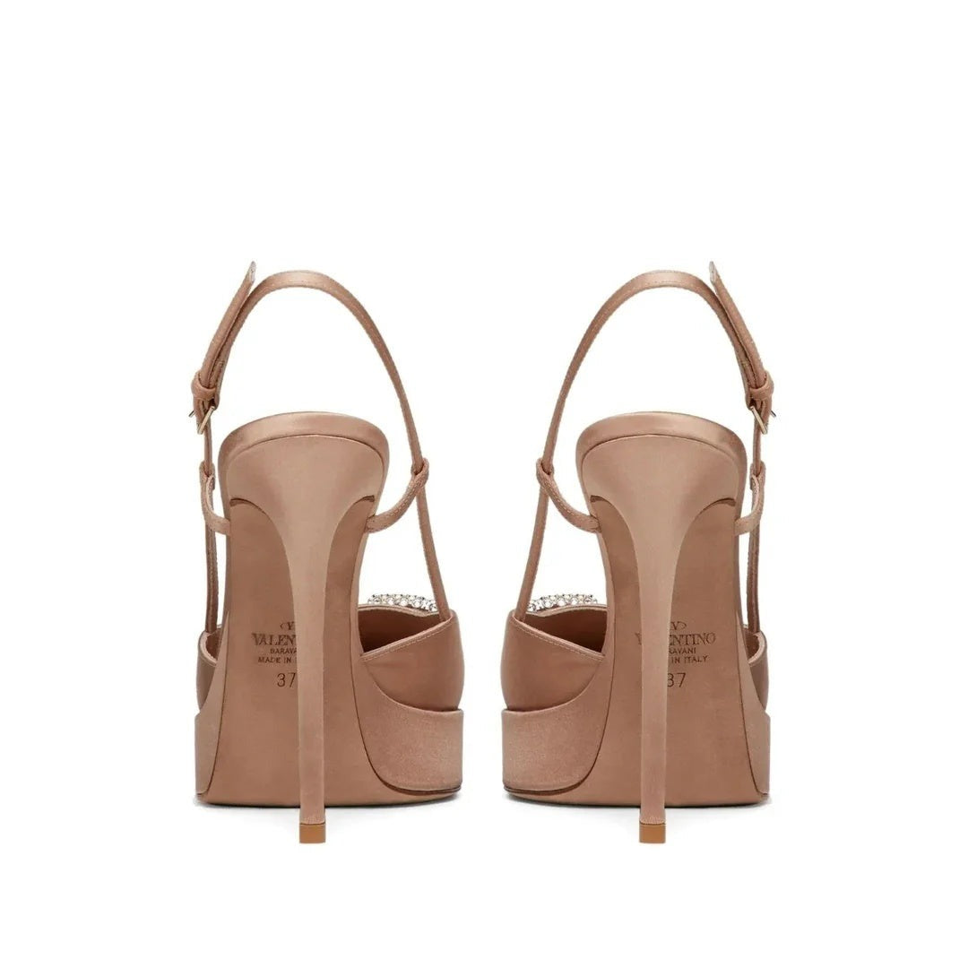 VALENTINO GARAVANI VLOGO SIGNATURE SLINGBACK PUMPS BEIGE & NUDE