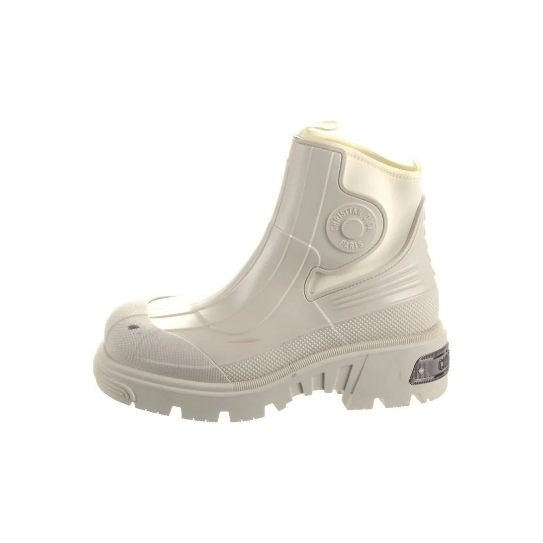 CHRISTIAN DIOR WIND BOOTS RUBBER EMBOSSED WHITE