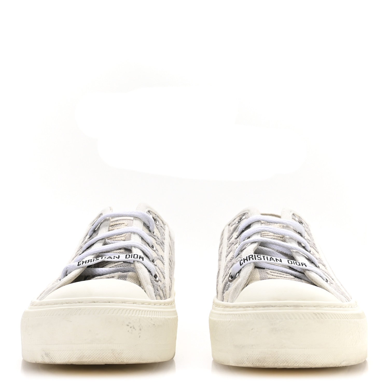CHRISTIAN DIOR CANVAS OBLIQUE WALK'N'DIOR LOW TOP PLATFORM SNEAKER GREY STONE