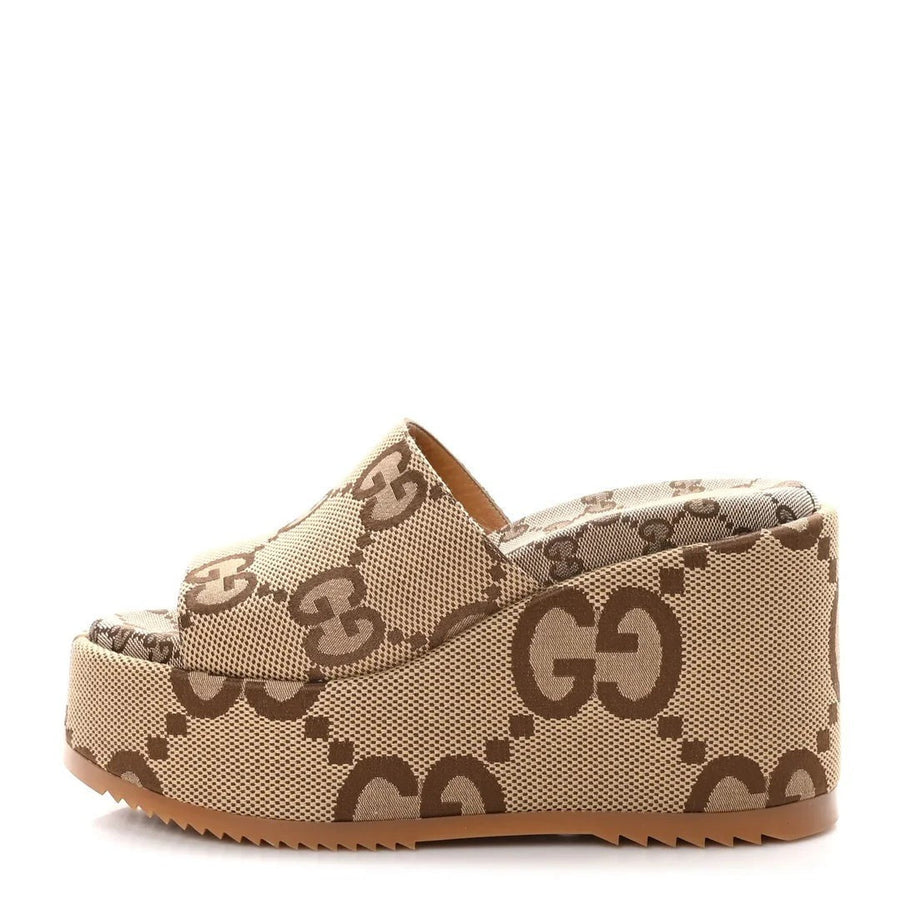 Gucci Monogram Web GG Slide Sandals Beige & Brown