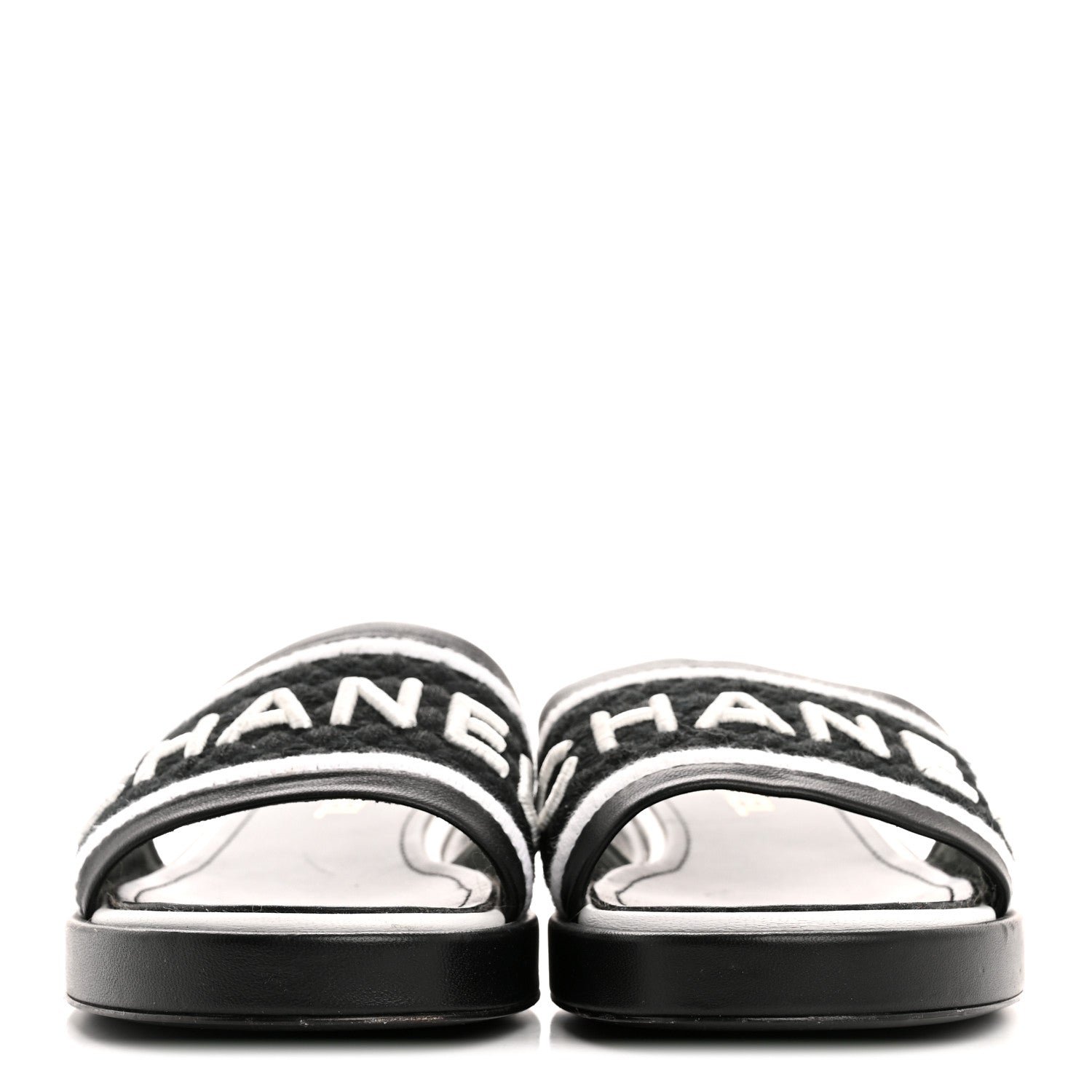 CHRISTIAN DIOR CANVAS EMBROIDERED DWAY MULE SLIDE SANDAL BLACK & WHITE