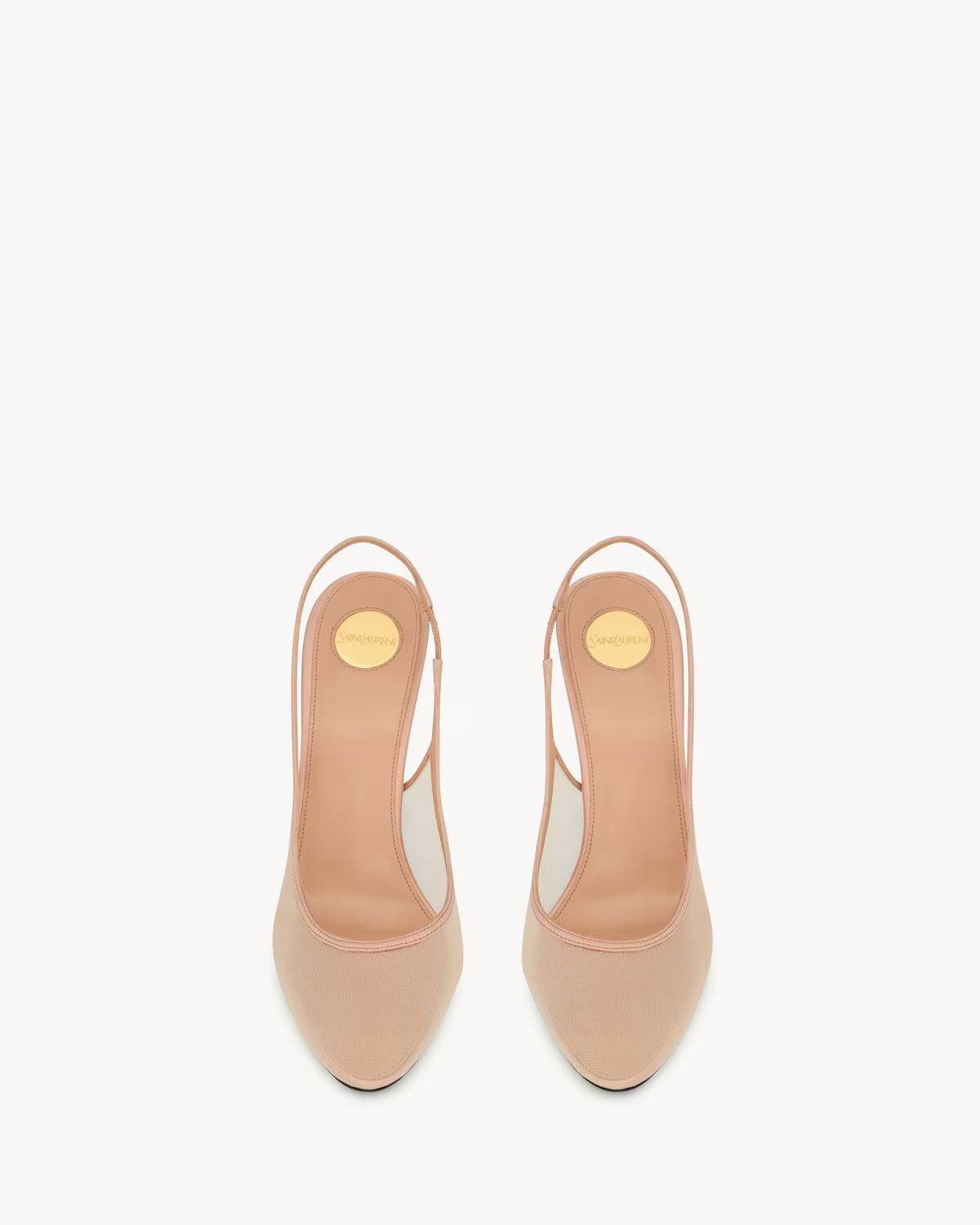 YSL Anita Slingback Pumps in Mesh Rose Lingerie