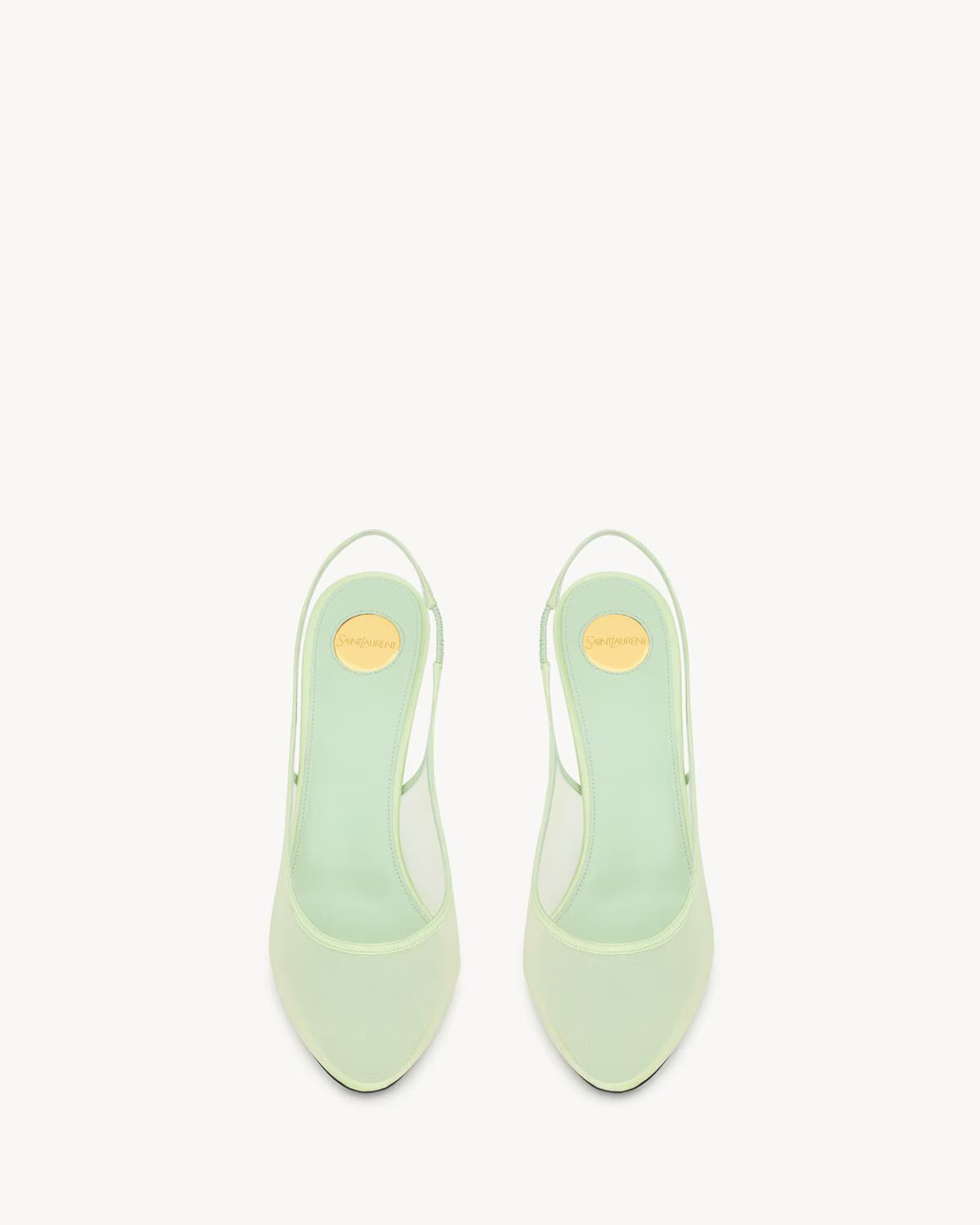 YSL Anita Slingback Pumps in Mesh Vert Pastel