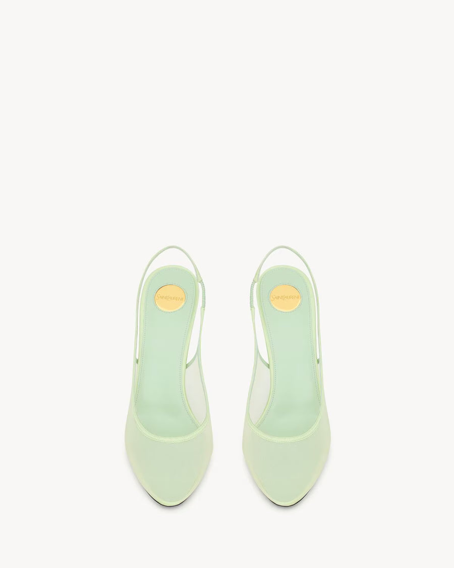 YSL Anita Slingback Pumps in Mesh Vert Pastel