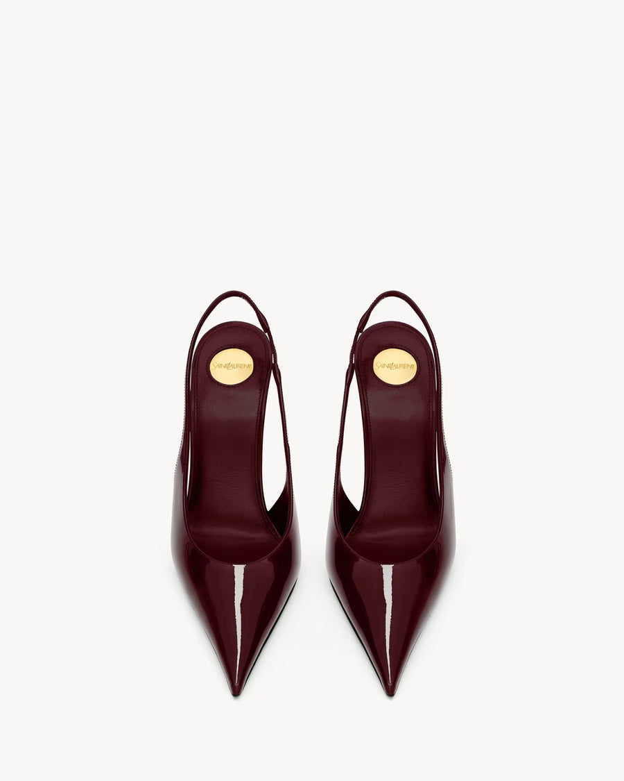 YSL P.A.R.I.S Slingback Pumps In Leather Marron Glace