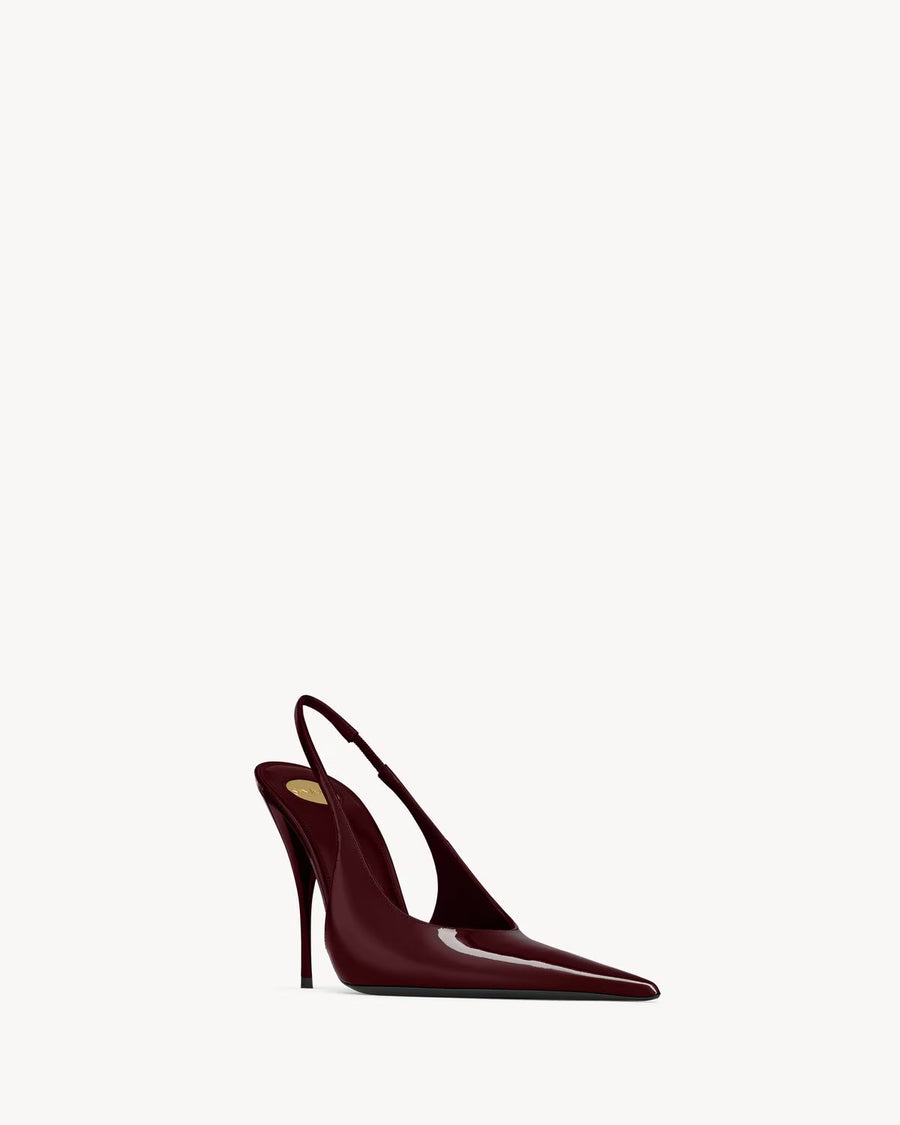 YSL P.A.R.I.S Slingback Pumps In Leather Marron Glace