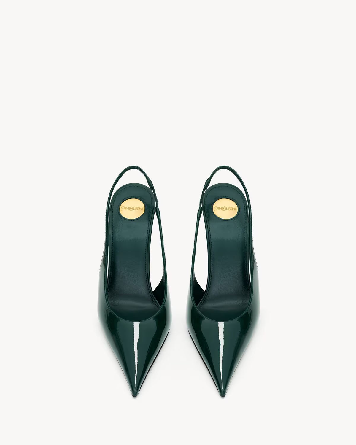 YSL P.A.R.I.S Slingback Pumps In Leather Forest Green