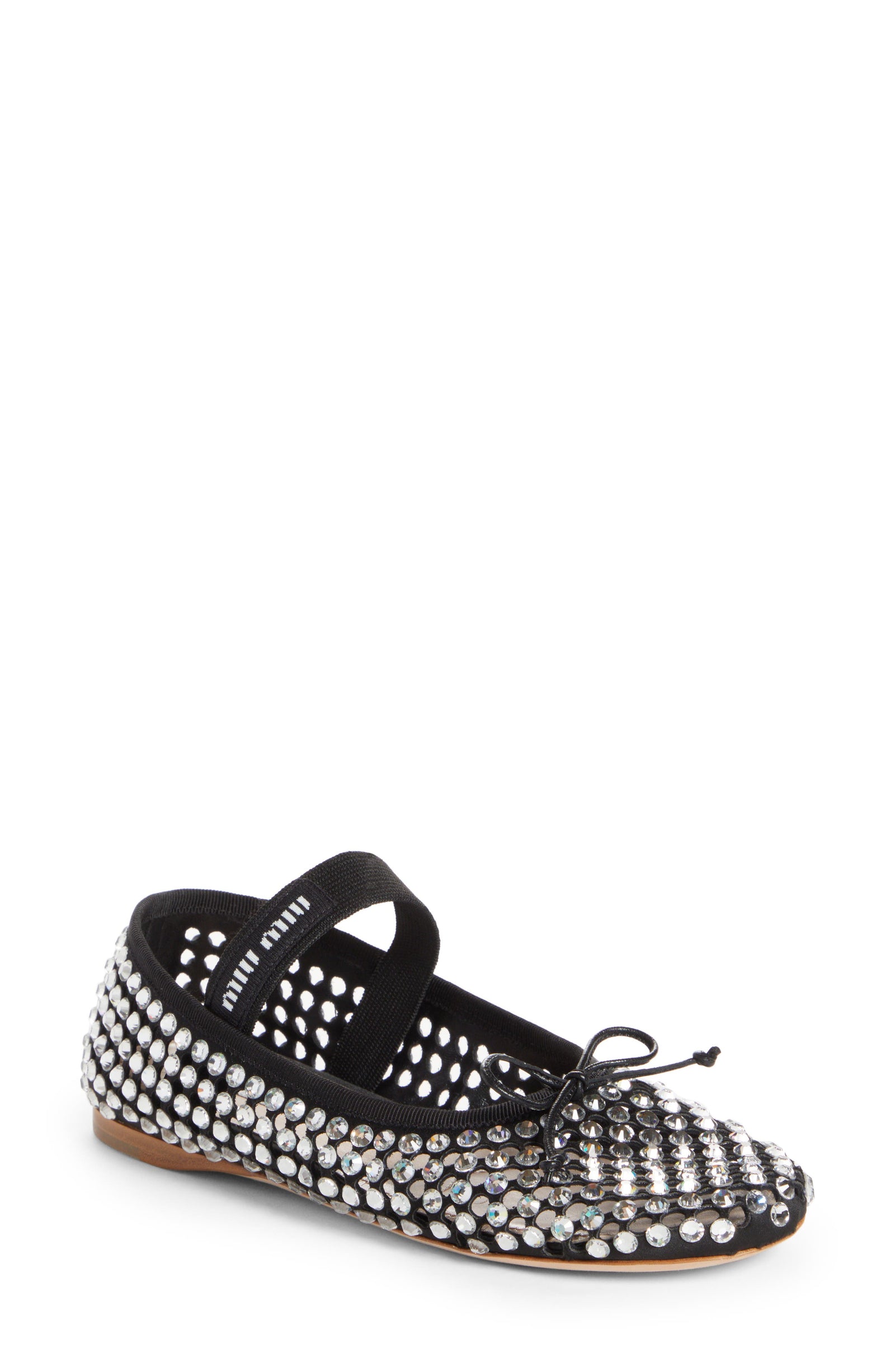 Miu Miu crystal-embellished fishnet Mary Jane