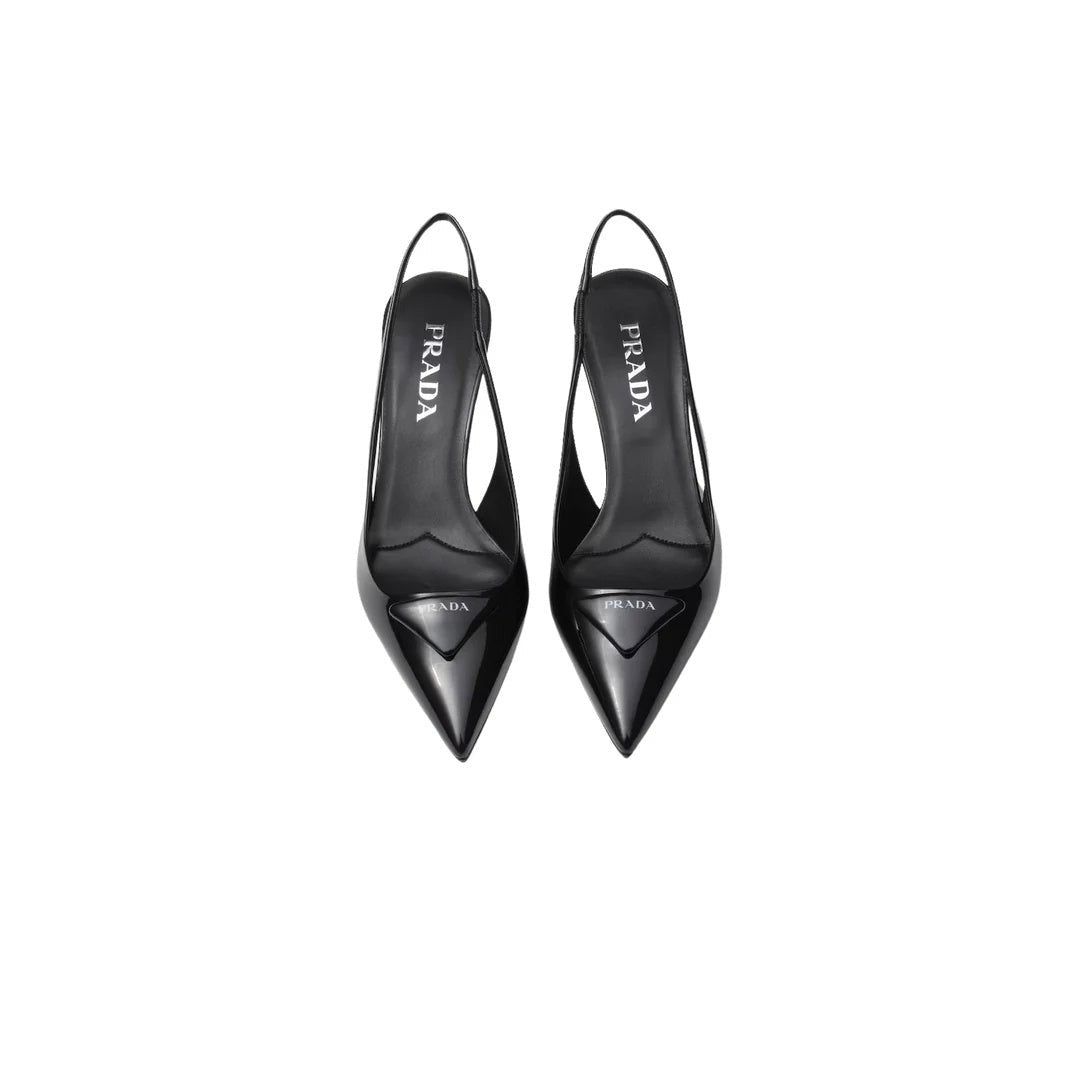 PRADA PATENT LEATHER SLINGBACK PUMPS BLACK