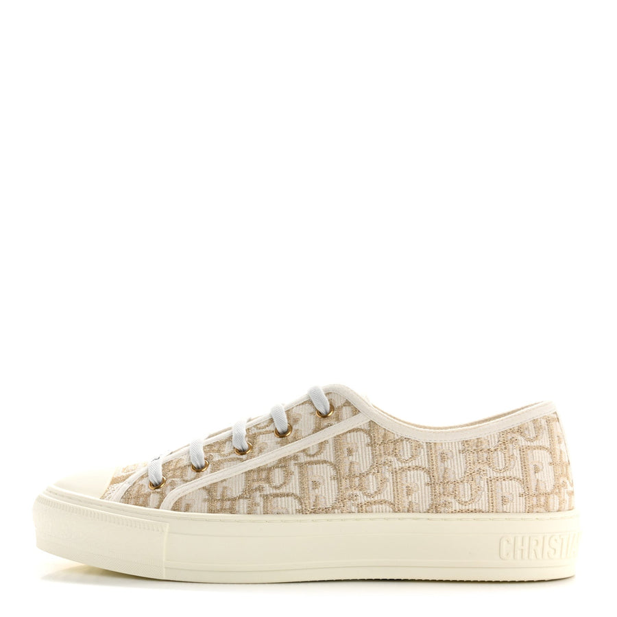 Christian Dior Canvas Oblique Walk'n'Dior Low Top Sneaker Pale Gold