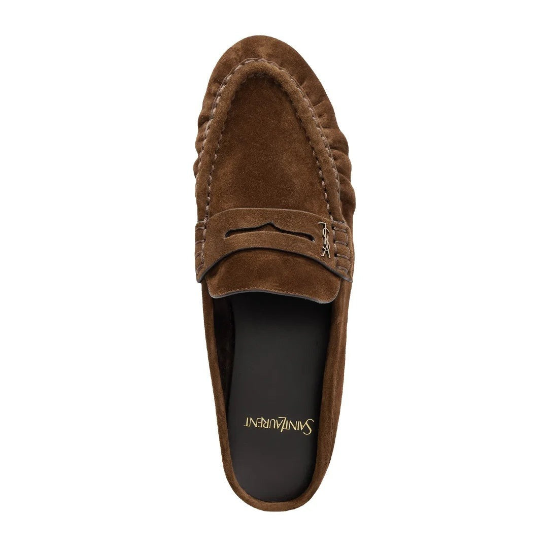 SAINT LAURENT LE LOAFER MOCASSINS BURGUNDY & DARK BROWN
