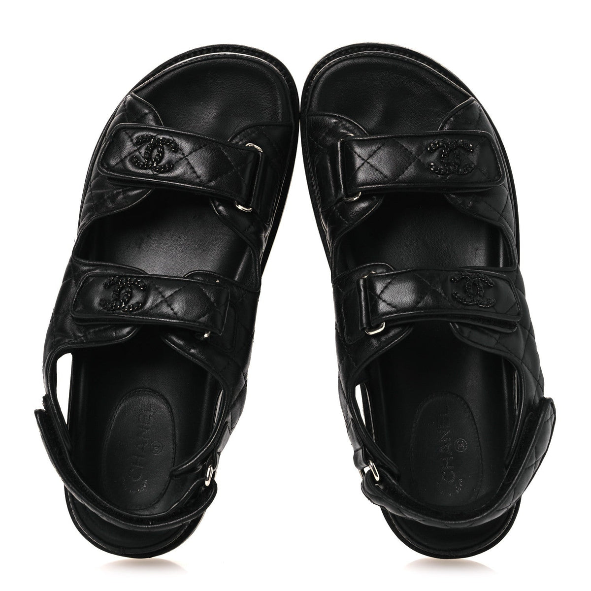 CHANEL DAD SANDALS LAMBSKIN SO BLACK