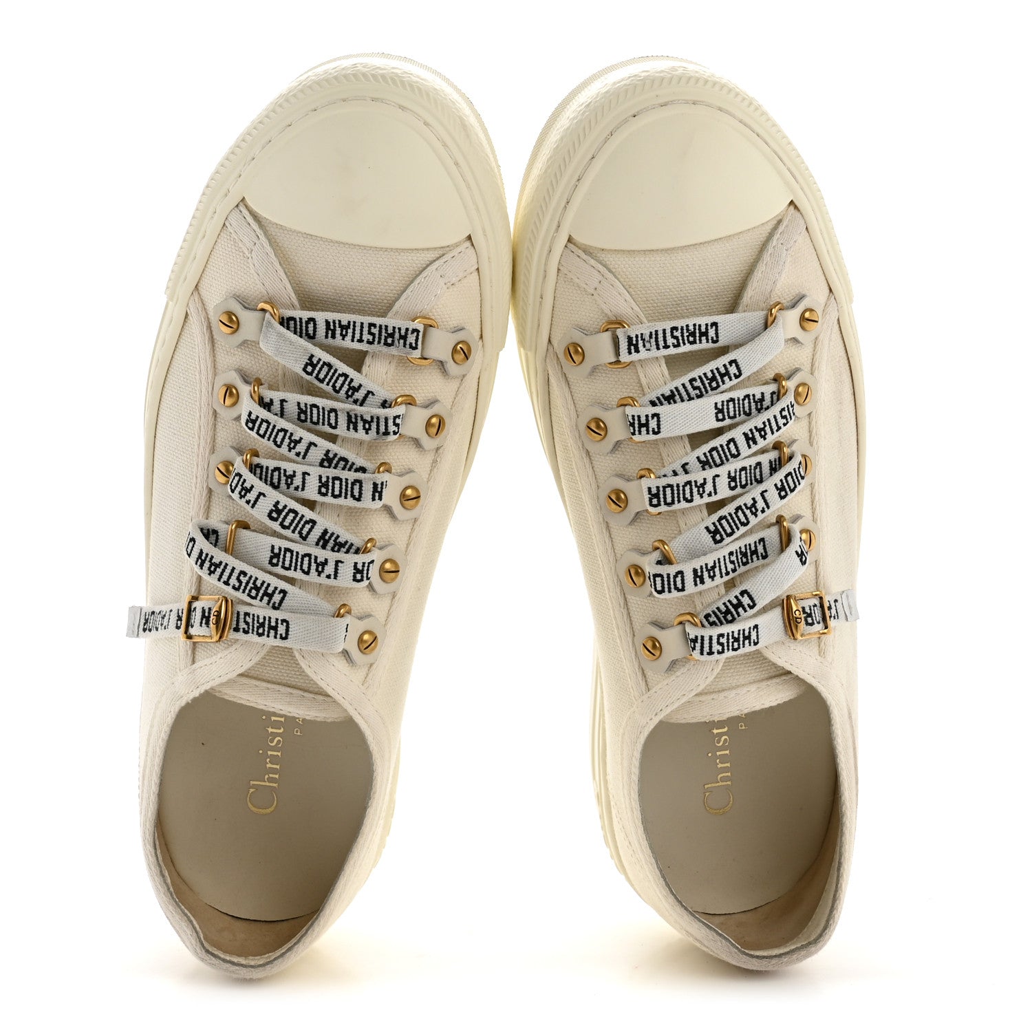 CHRISTIAN DIOR WALK'N'DIOR LOW TOP SNEAKERS BLACK CANVAS FLORAL & BEIGE