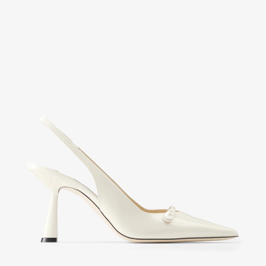 Jimmy Choo Amita 85 Embellished Patent-Leather Slingback Pumps