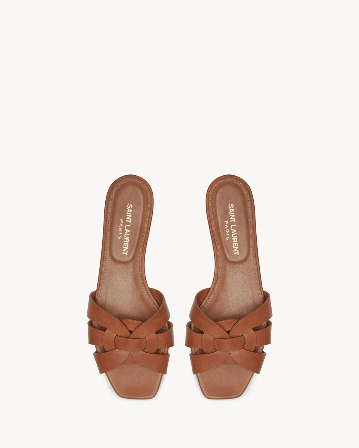 YSL Tribute Sandals in Smooth Leather Amber
