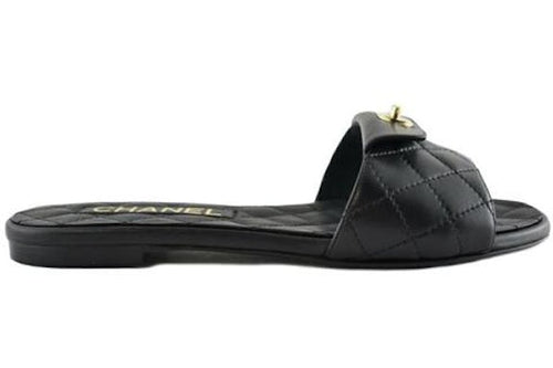 Chanel CC quilted lambskin mule slide