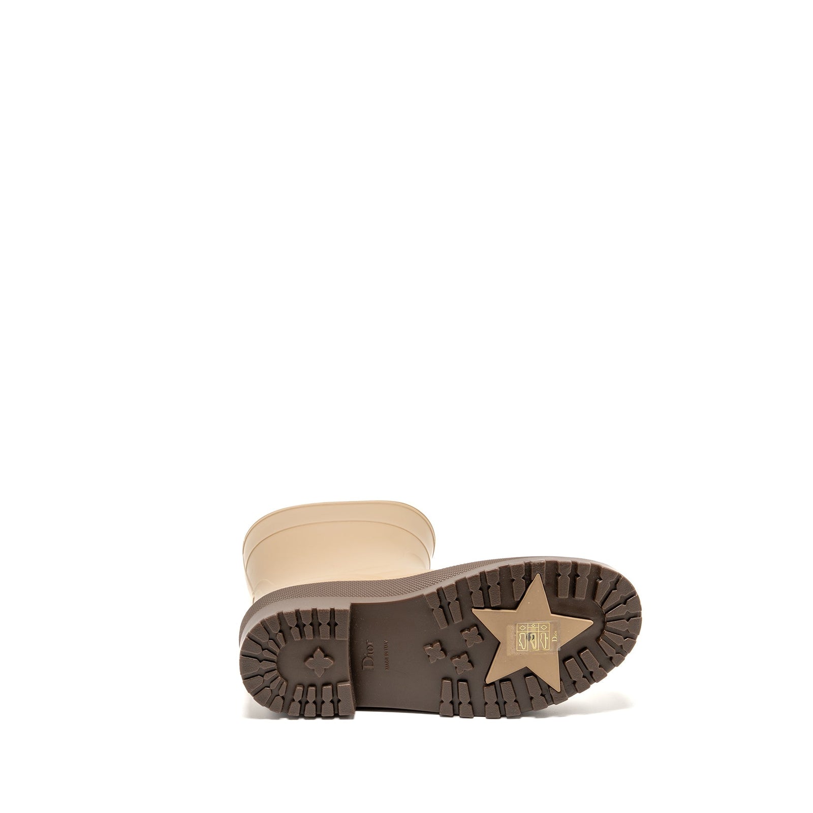 DIOR DIORUNION RUBBER RAIN BOOTS BEIGE/BROWN