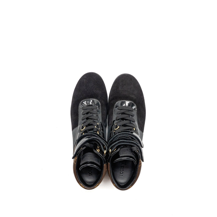 LOUIS VUITTON MOVE UP SNEAKERS MONOGRAM CANVAS/ SUEDE/ PATENT BLACK GHW