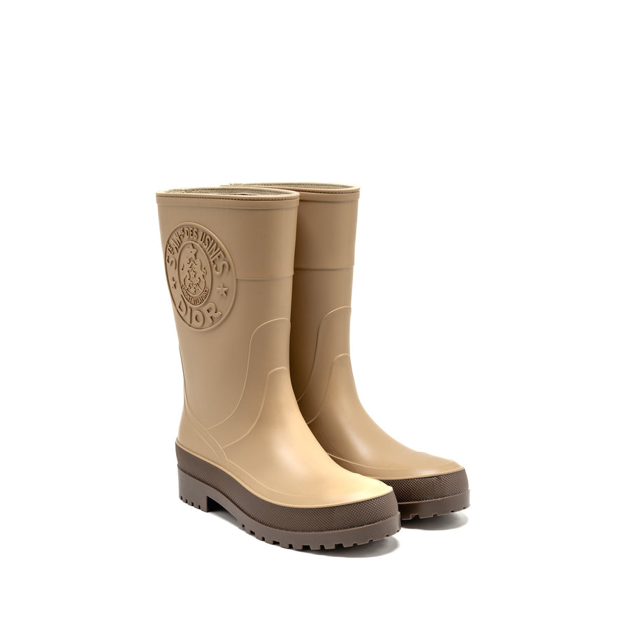 Dior Diorunion Rubber Rain Boots Beige/Brown