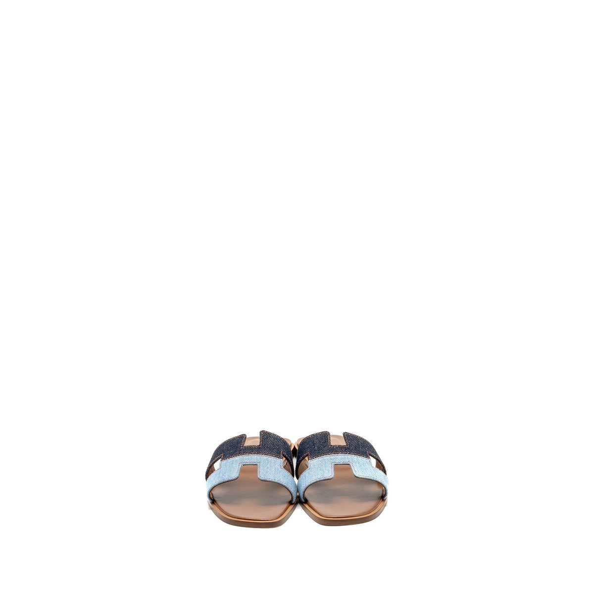 HERMES ORAN SANDALS DENIM/LEATHER BLEU BRUT/BLEU