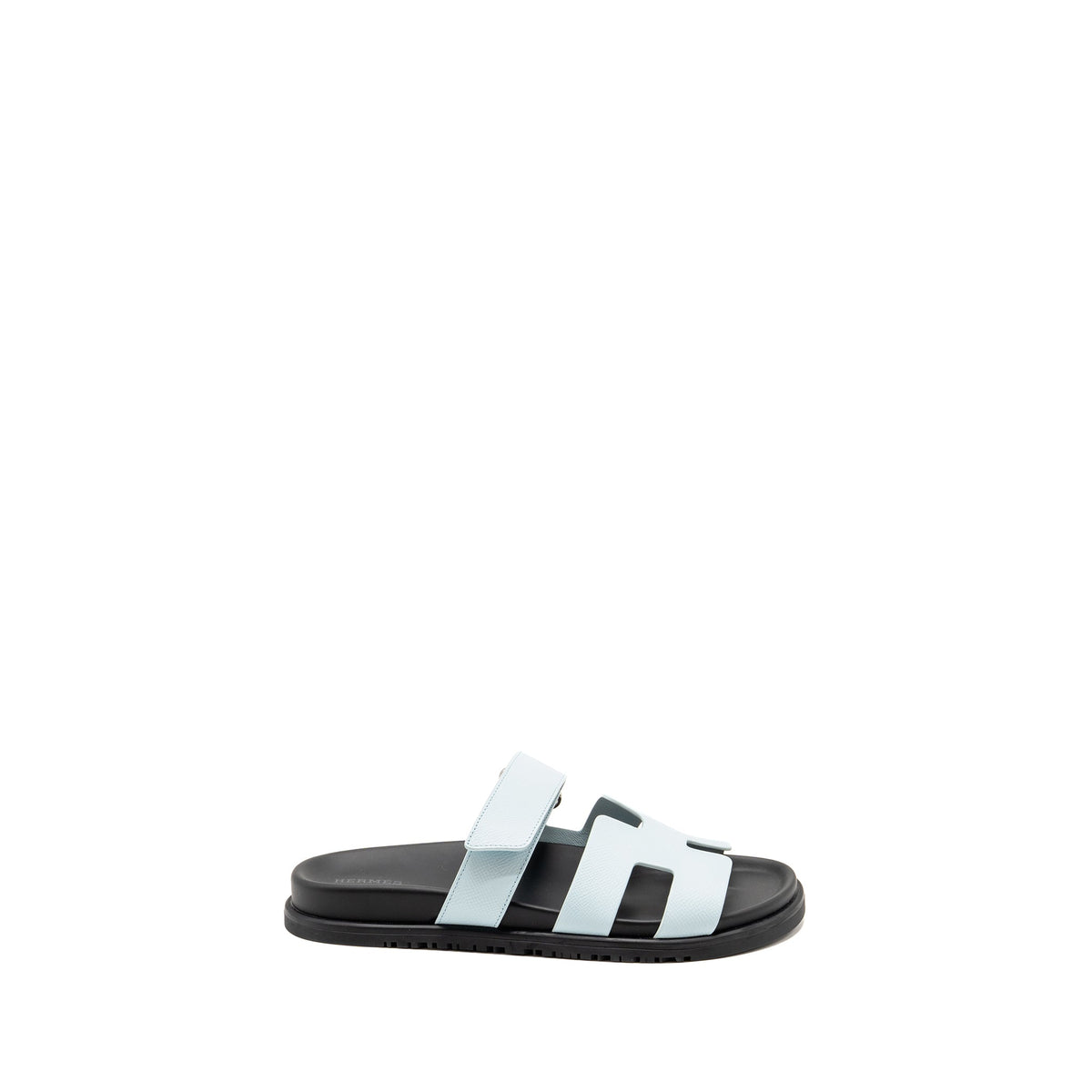 HERMES FEMME CHYPRE SANDALS EPSOM BLEU BRUME SHW