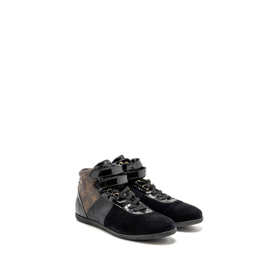 LOUIS VUITTON MOVE UP SNEAKERS MONOGRAM CANVAS/ SUEDE/ PATENT BLACK GHW