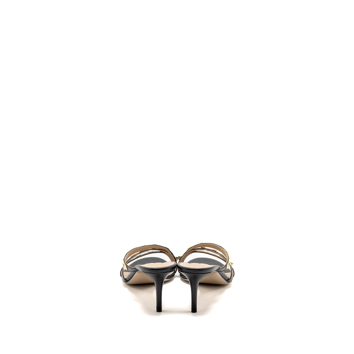 VALENTINO GARAVANI ROCKSTUD HEELS SANDALS LEATHER BLACK LGHW