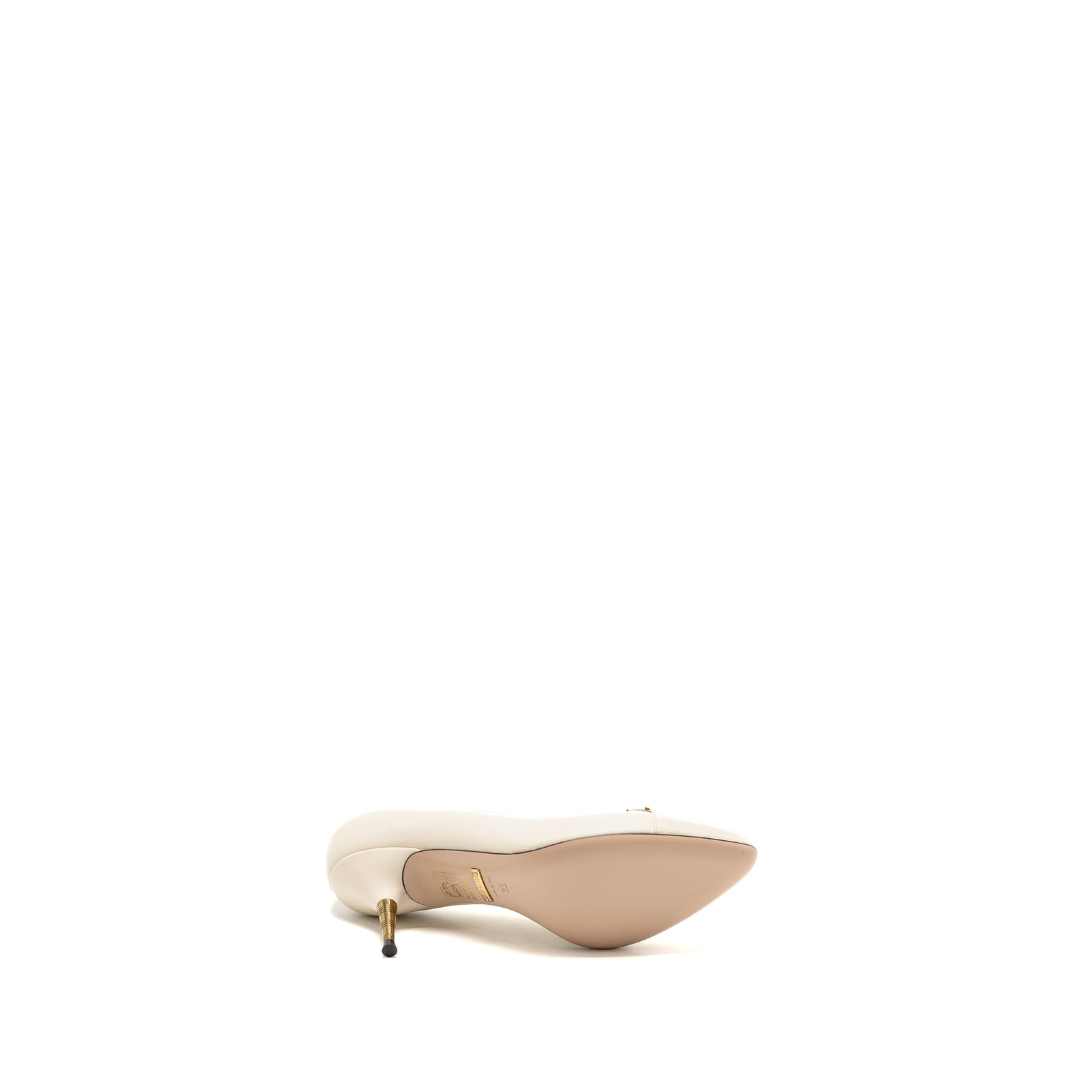 Gucci Interlocking G Horsebit Detailed Pumps Leather White GHW